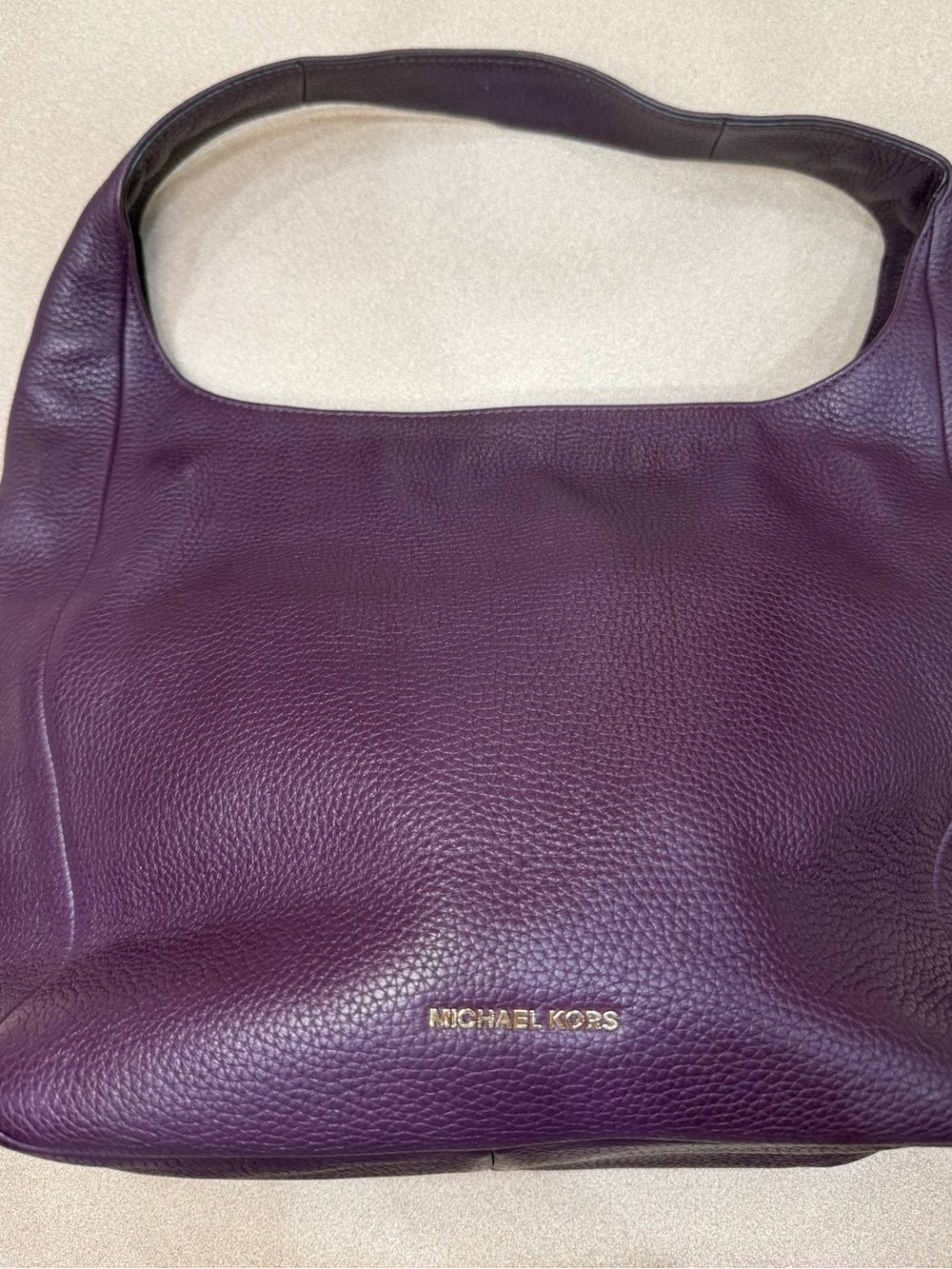 FLAWLESS Michael Kors Lena LG Pebbled Leather Hobo Bag - Purple/Plum Fall 2017